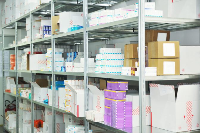 medical factory supplies storage indoor with workers people